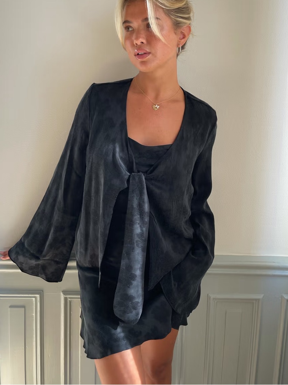 Djerf Avenue silky tie blouse